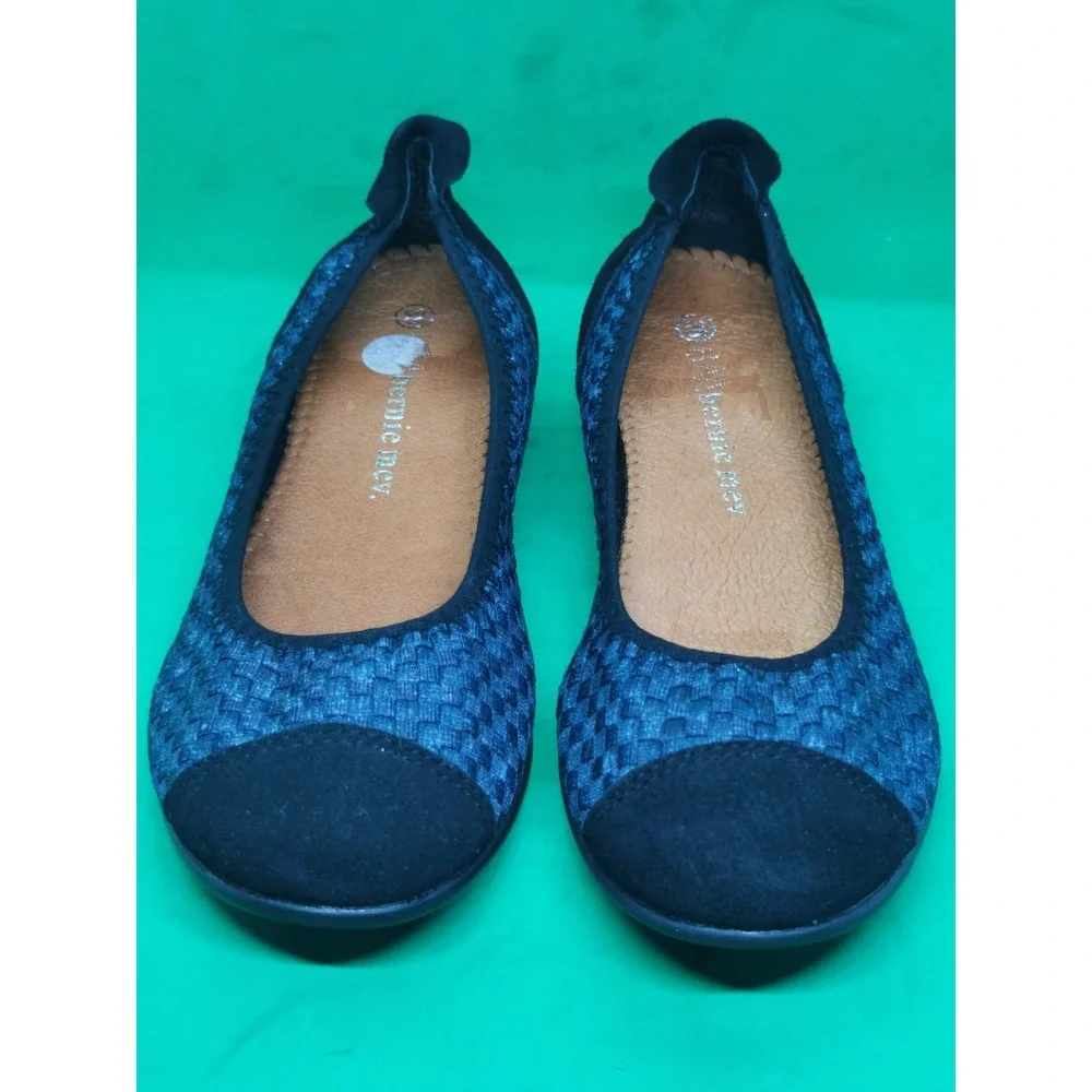 Bernie Mev Bella Me Womens EU 38 US 7 Ballet Flats Black Woven Cap Toe Comfort